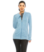 Load image into Gallery viewer, Women's Full Zip Blue Hoodies Jacket