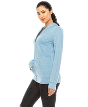 Load image into Gallery viewer, Women's Full Zip Blue Hoodies Jacket