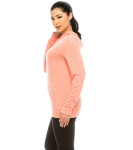 Women's Long Sleeve Orange Color Hoodie Pullover