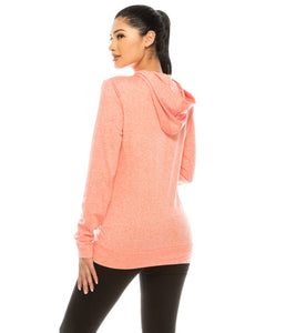 Women's Long Sleeve Orange Color Hoodie Pullover