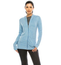 Load image into Gallery viewer, Women&#39;s Full Zip Blue Hoodies Jacket